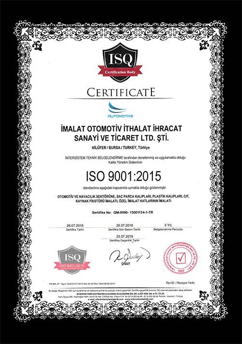 Örnek ISO 9001:2015 Belgesi